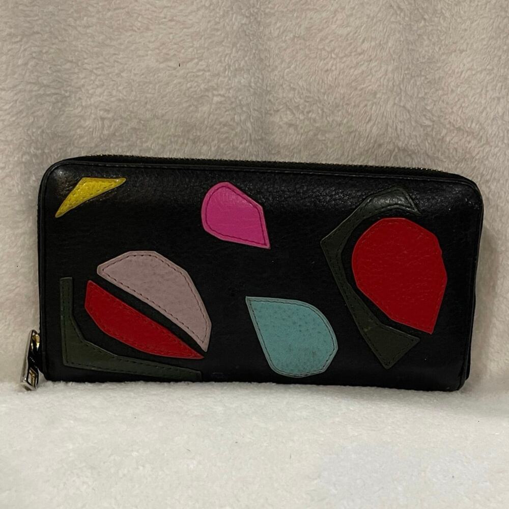 Fossil Leather Appliqué Zip Around Wallet